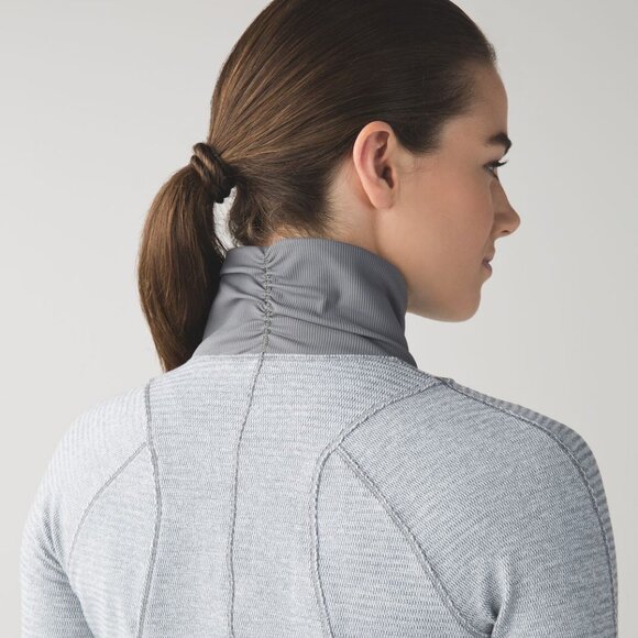 Lululemon Runderful 1/2 Zip Mini Check Pique White Heathered Slate/Slate - Picture 3 of 16